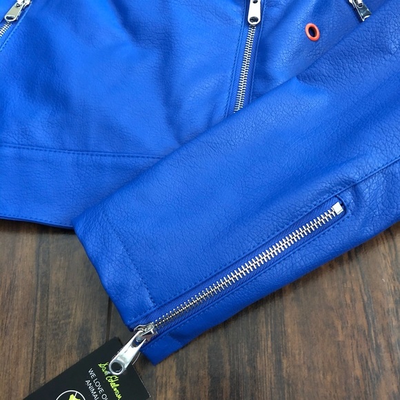 Sam Edelman Starburst Moto Jacket Royal Blue - Picture 9 of 16